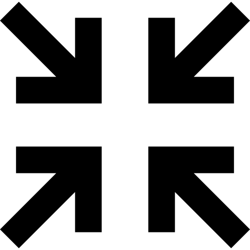 Collapsing four arrows interface button symbol